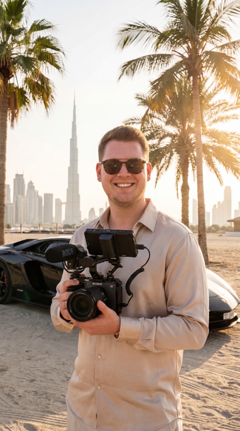 Mark Duffield mit Kamera in Dubai